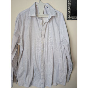 Kenneth Cole Reaction Slim Fit Dress Shirt Neck 17 White Blue, Mens